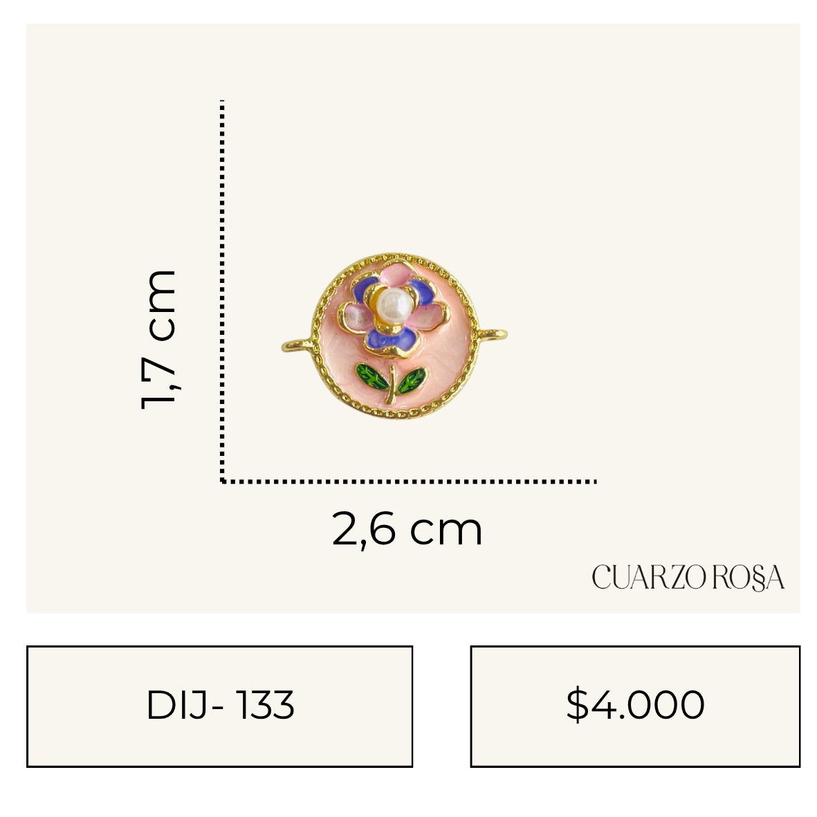 Dije para Pulsera Flor con Perla