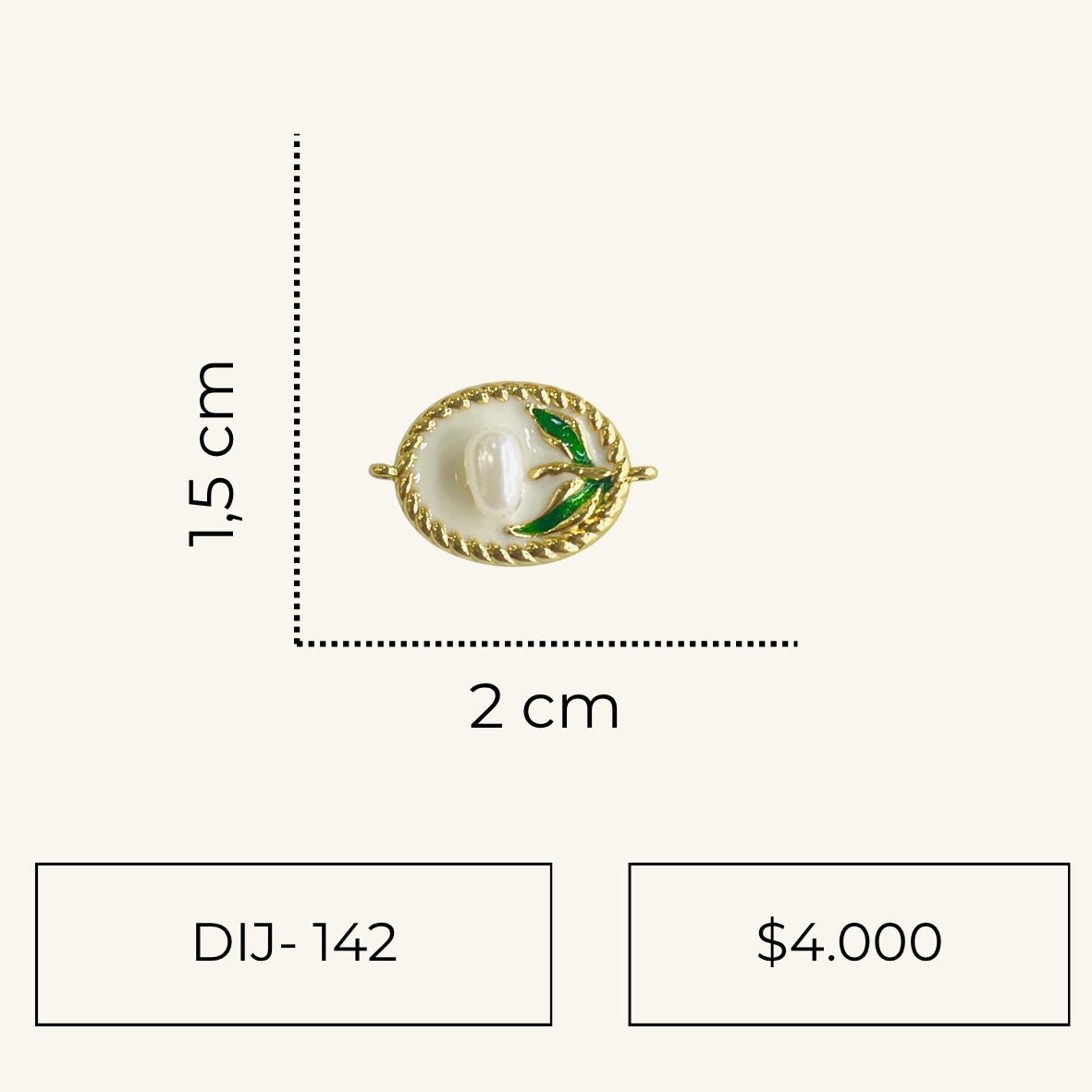 Dije para Pulsera Perla y Olivo