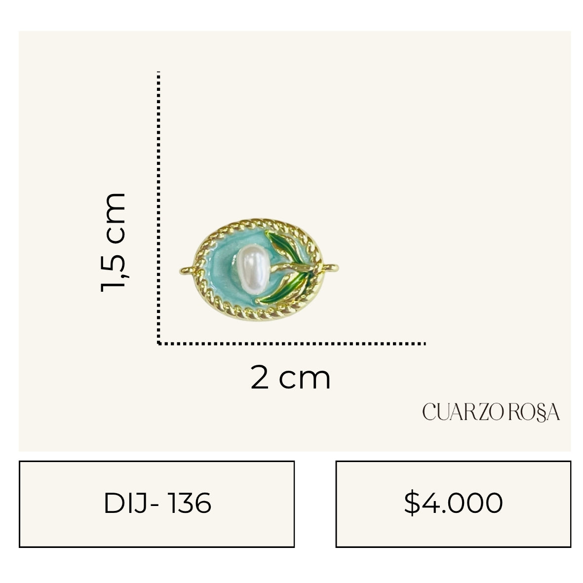 Dije para Pulsera Perla y Olivo