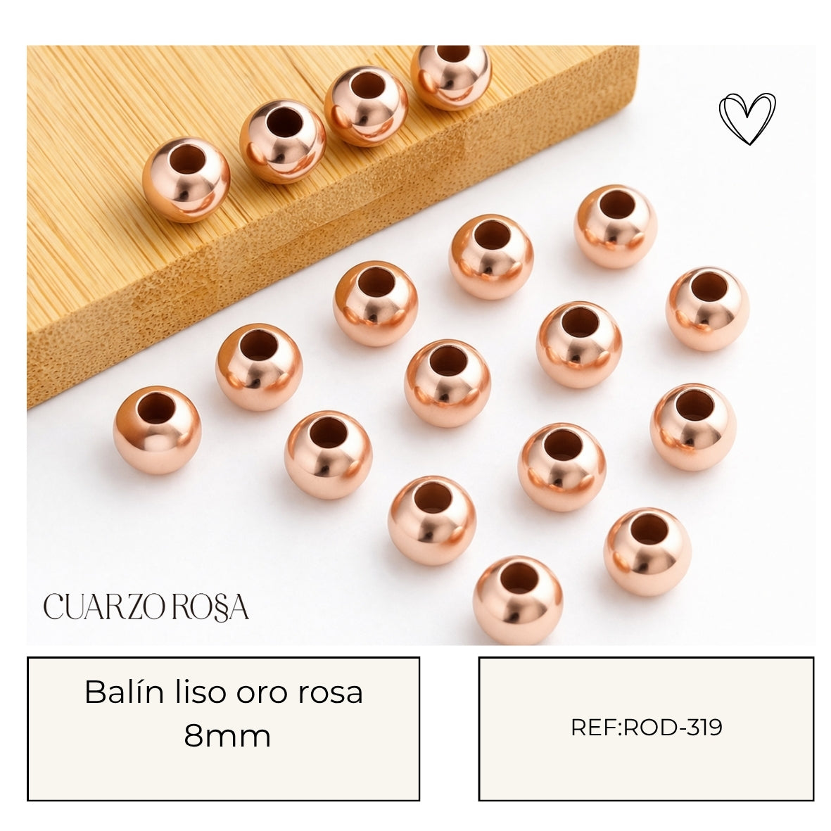 Balin Oro Rosa lizo todos los TAMAÑOS