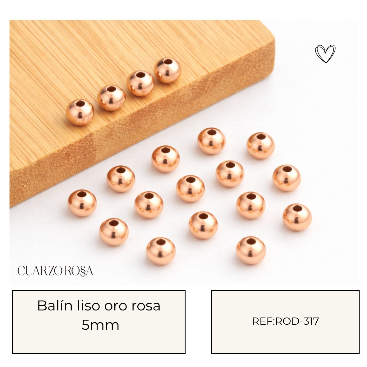Balin Oro Rosa lizo todos los TAMAÑOS