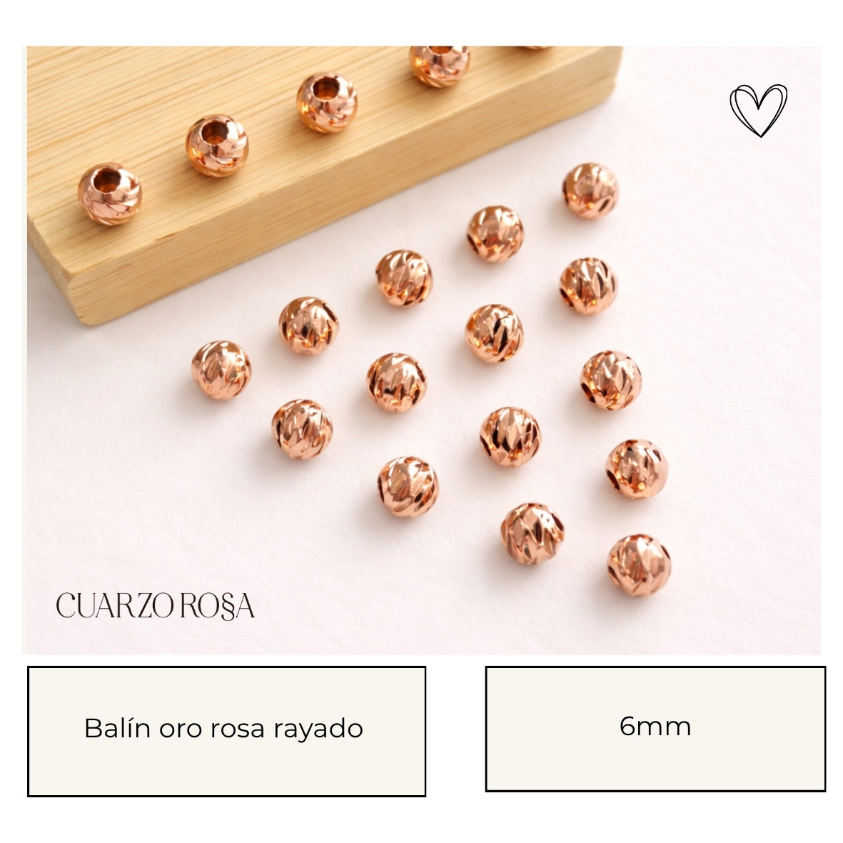 Balín oro rosa rayado todo los TAMAÑOS