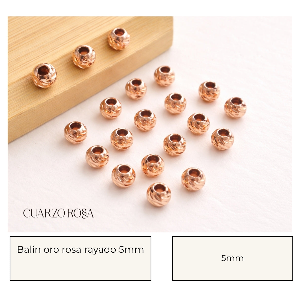 Balín oro rosa rayado todo los TAMAÑOS