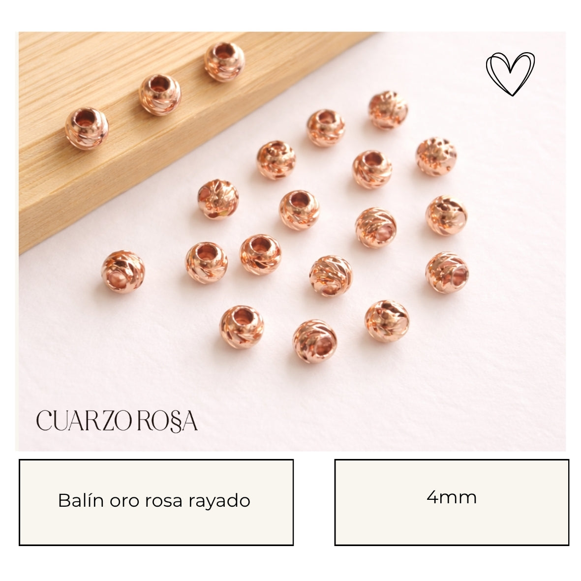 Balín oro rosa rayado todo los TAMAÑOS