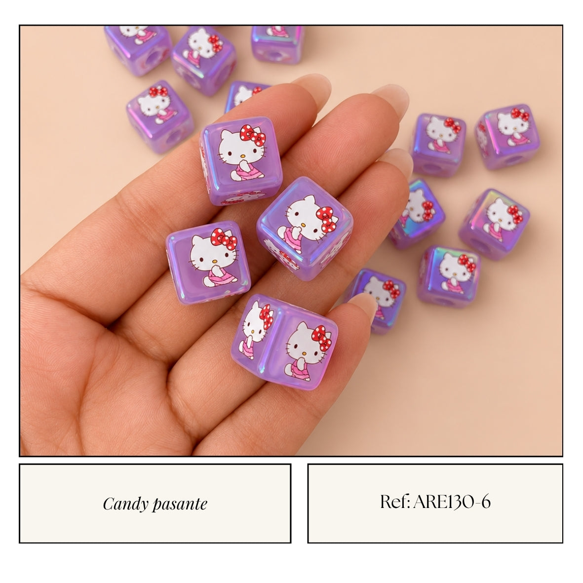 Candy Pasante Cubo Gatita Lila Iridiscente