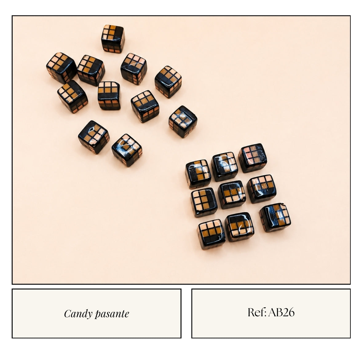 Candy Pasante Cubo Negro Rubik Tonos Tierra