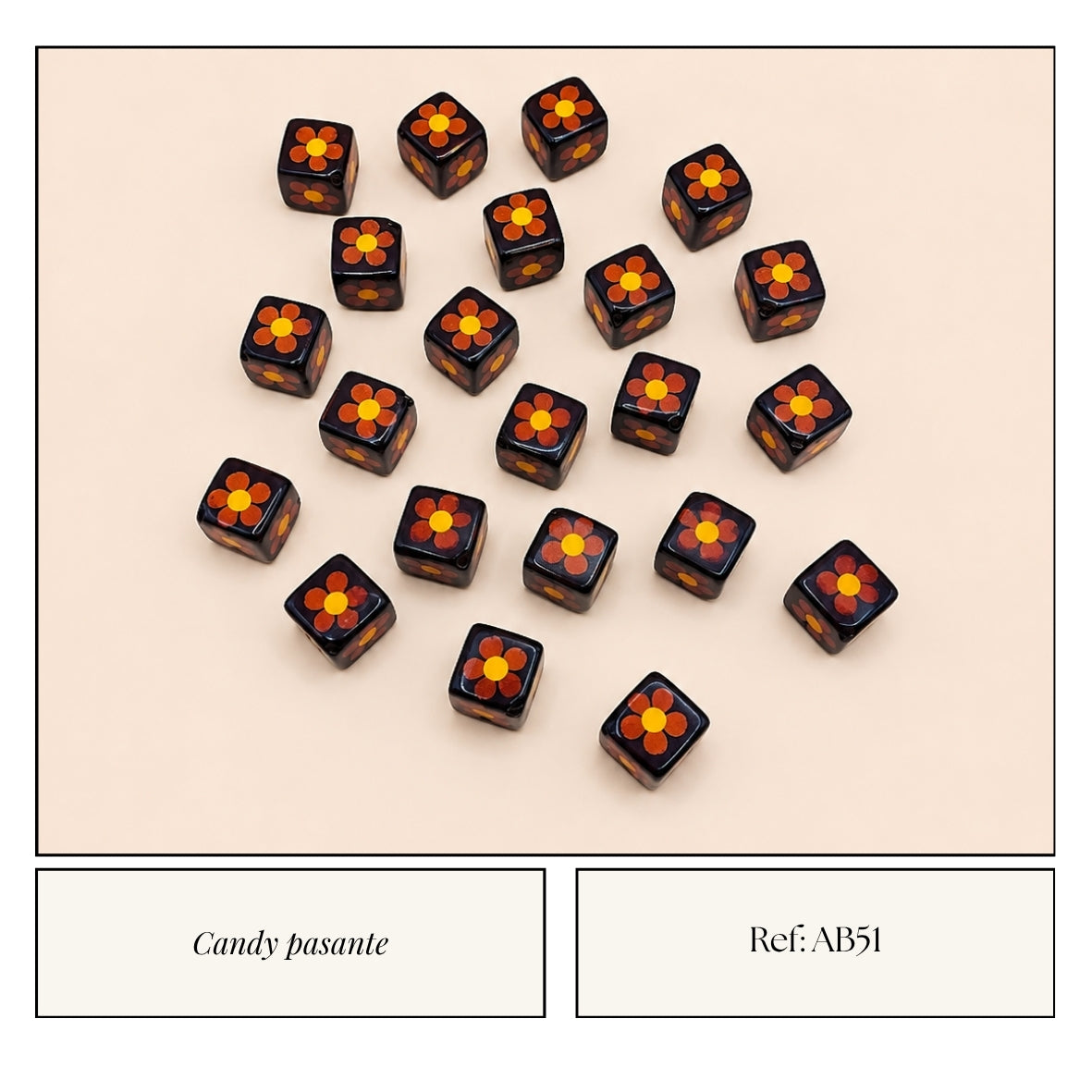 Candy Pasante Cubo Negro Flor Retro
