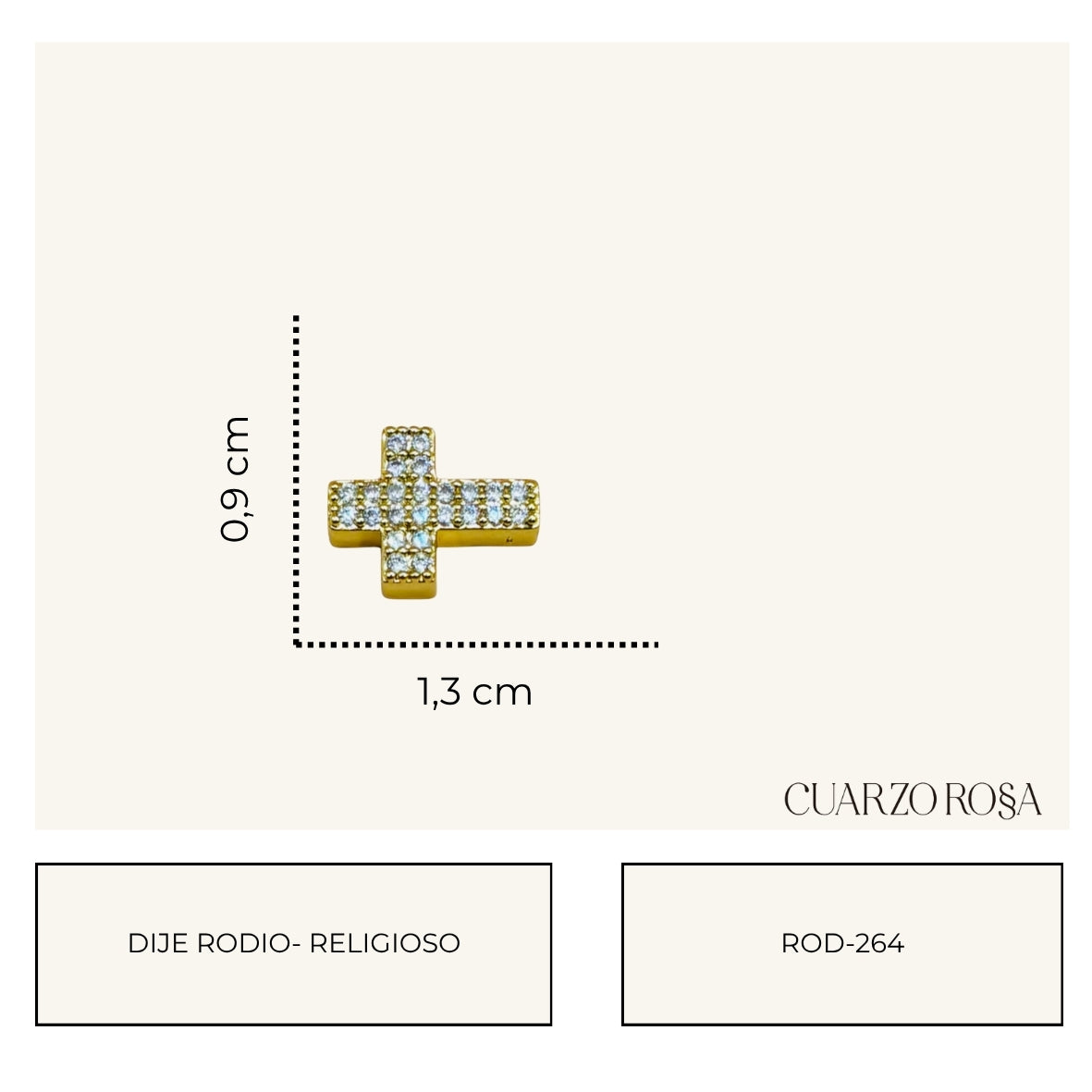 Pasador Cruz Rodio para Pulsera