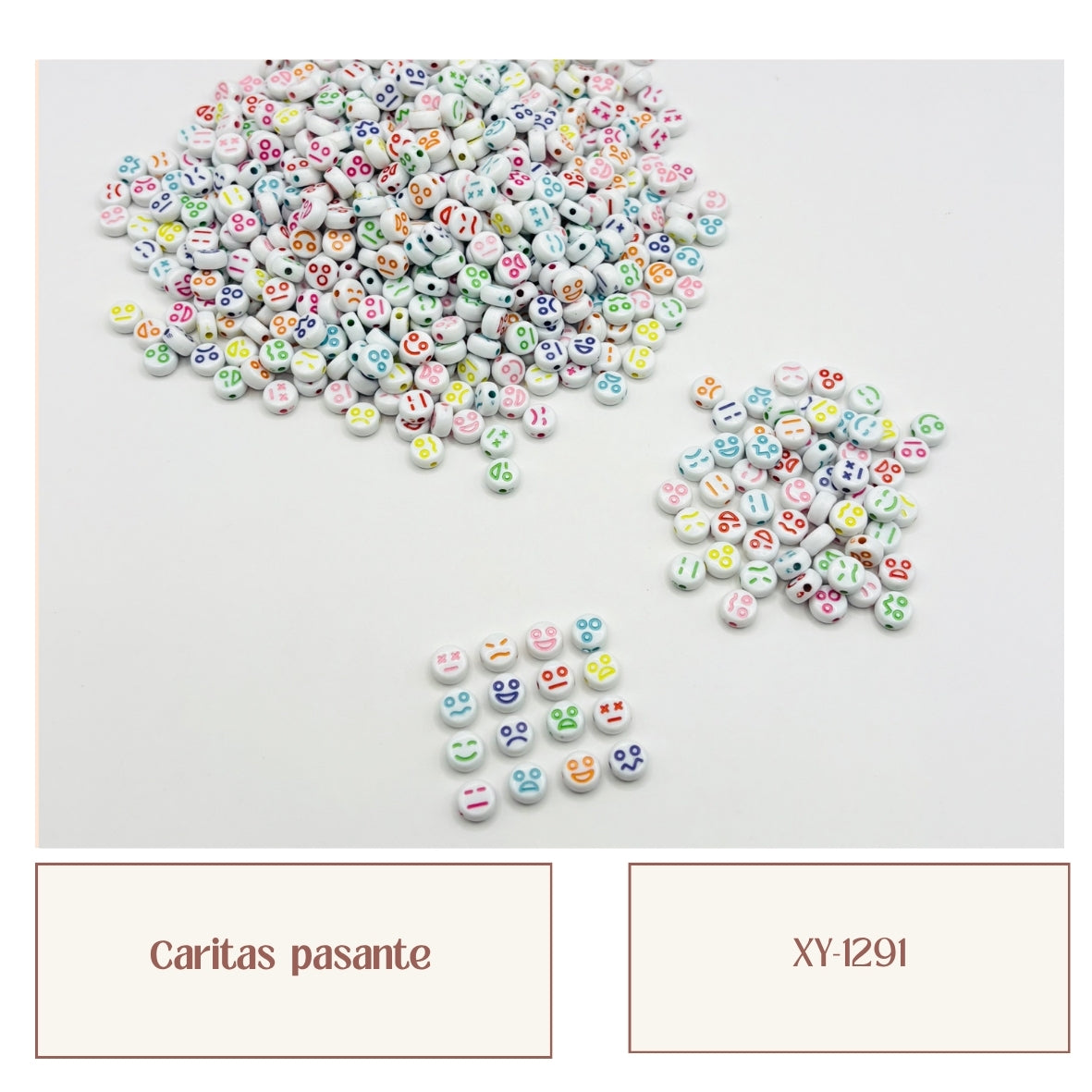 Caritas pasantes blancas con emojis de colores surtido