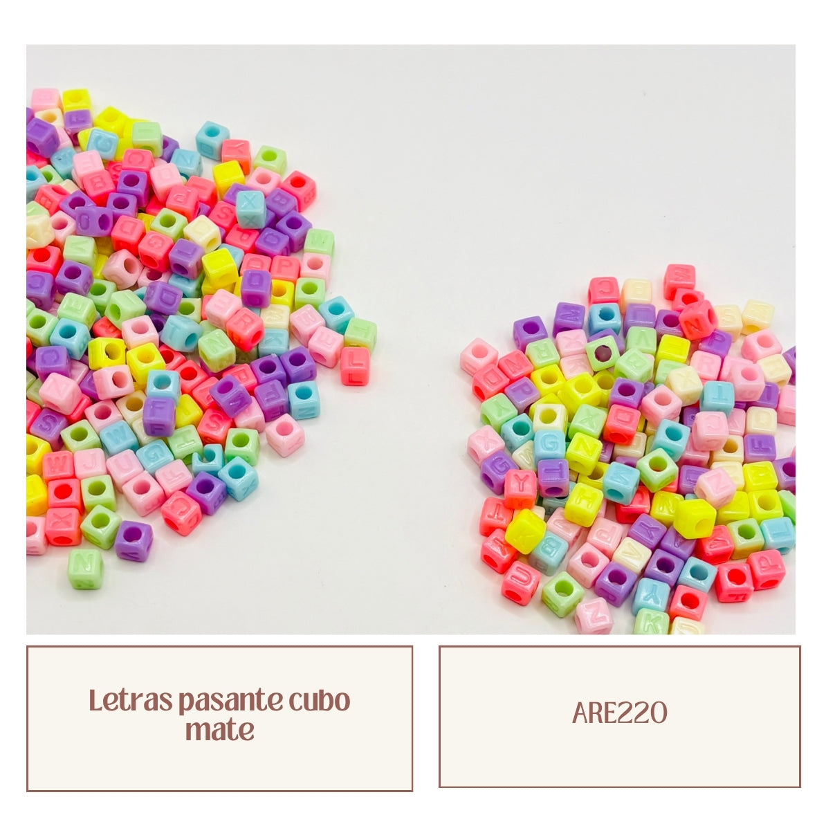 Letras pasantes cubo mate en colores pastel surtido abecedario