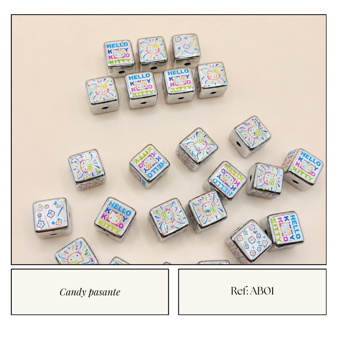 Candy Pasante Cubo Hello Kitty Plateado